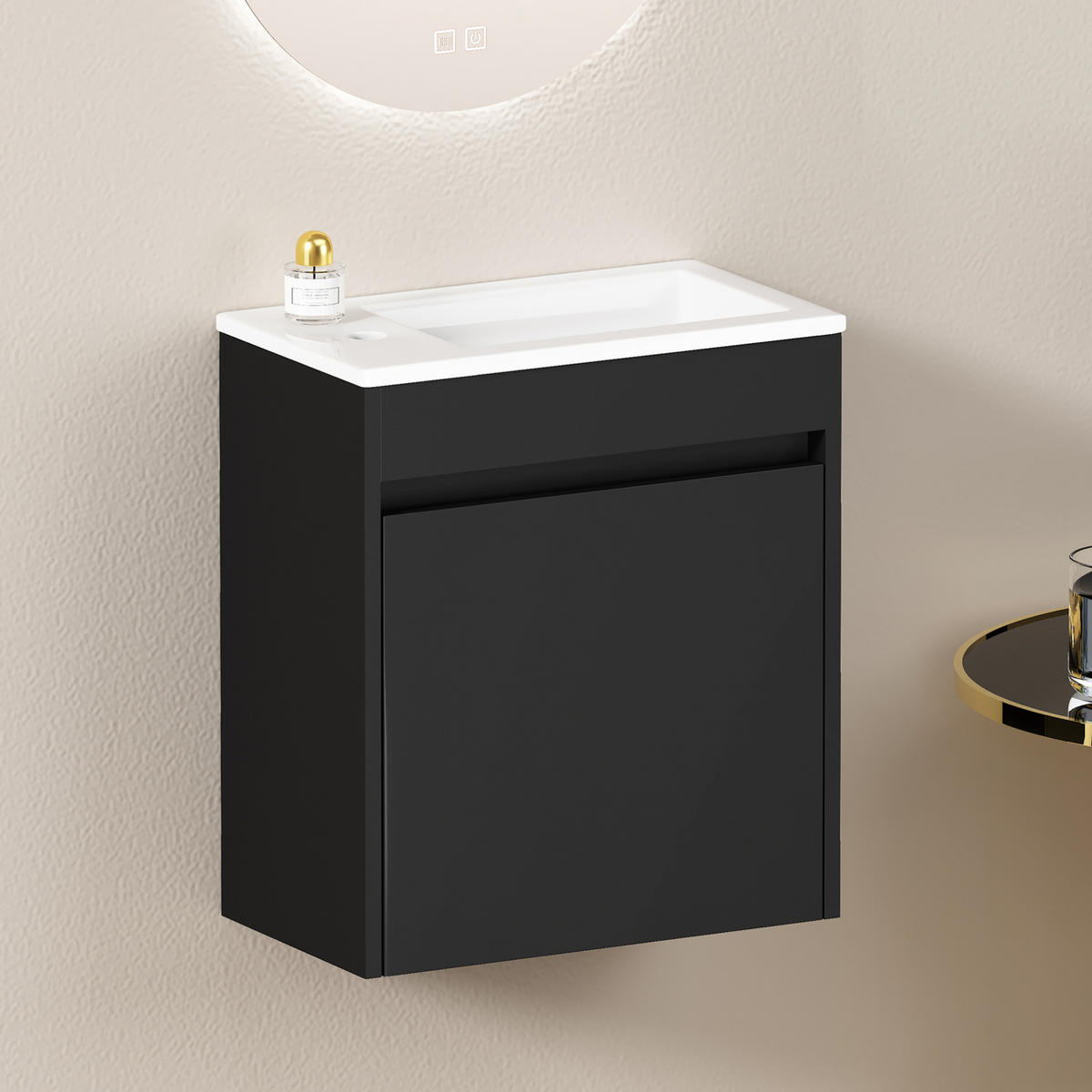 BADSCHRANK mit Soft-Close-Tür 46 cm Schwarz - Schwarz, Holzwerkstoff (26/51.5/46cm) - Beauniv