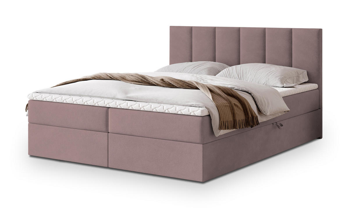 POSTEL BOXSPRING MERIL 180x200 cm, s matrací a úložným prostorem, starorůžová - starorůžová, kompozitní dřevo/textil (180/200cm) - MASSENO