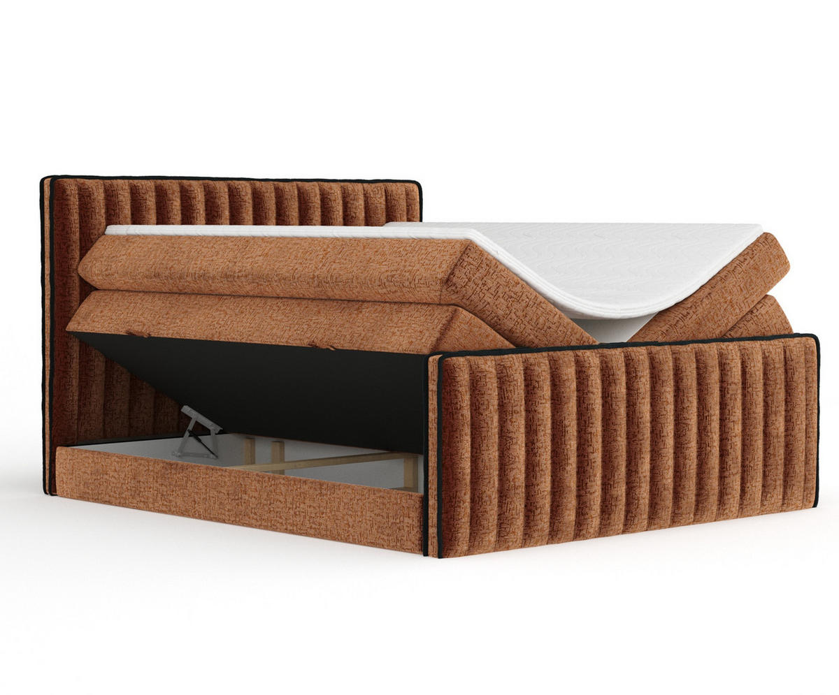 BOXSPRINGBETT Nocturne Kupferfarbe 160/200 cm - Schwarz/Kupferfarben, Holz/Holzwerkstoff (160/200cm) - Maison de Reve