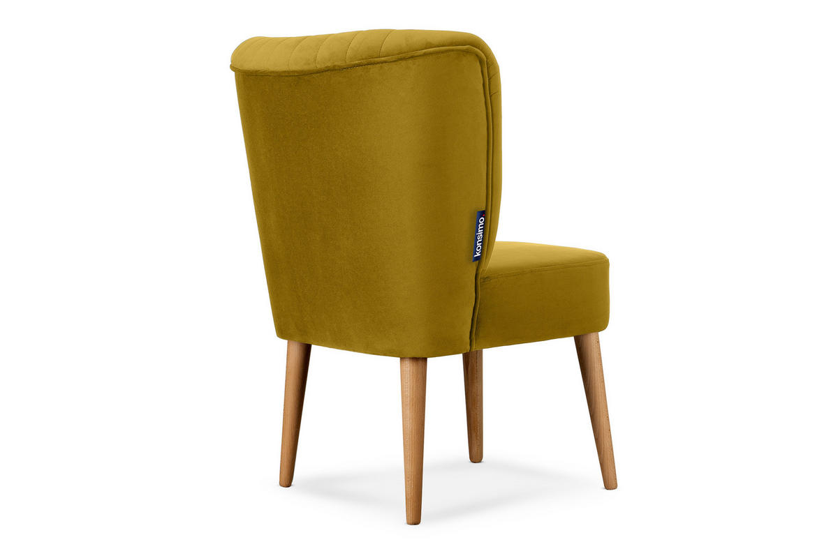 COCKTAILSESSEL DUCO auf hohen Beinen, Gelb/Eiche - Eichefarben/Gelb, Holz/Textil (63/89/65cm) - KONSIMO®