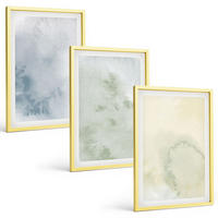 BILDER SET 3er Set - 40x60 cm Goldrahmen - Pastellfarben auf Leinwand - Goldfarben, Kunststoff (40/60cm) - TULUP