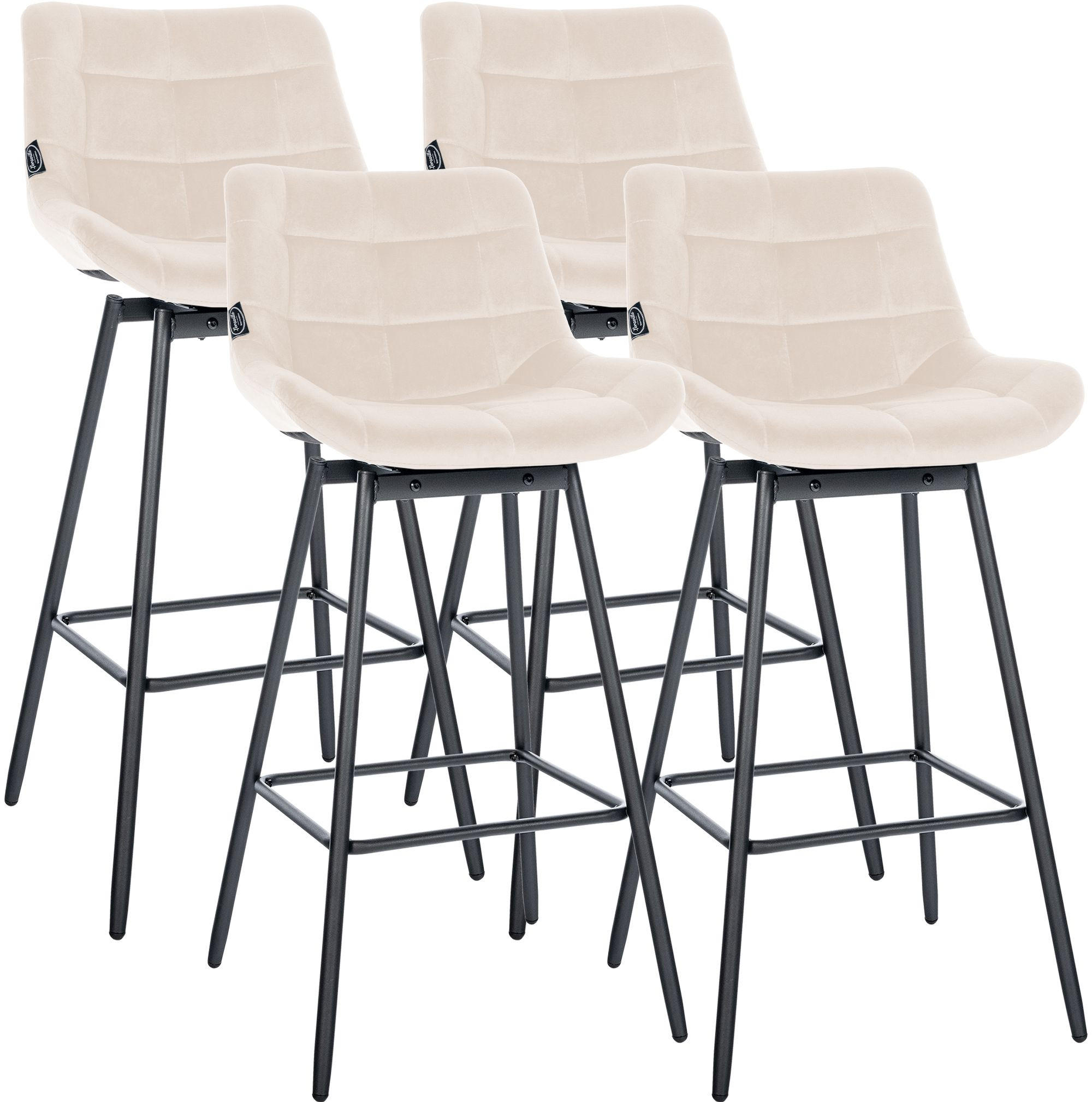 BARHOCKER 4 Samt Creme - Creme/Schwarz, Textil/Metall (49/105/56cm) - CLP
