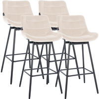 BARHOCKER 4er Set Samt Creme - Creme/Schwarz, Textil/Metall (49/105/56cm) - CLP