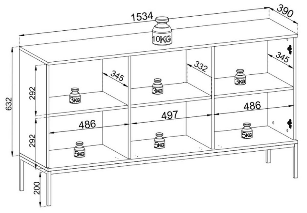 SIDEBOARD Weiß K154 Mit LED-Beleuchtung - Multicolor, Holzwerkstoff (154/83/39cm) - Sepro Meble