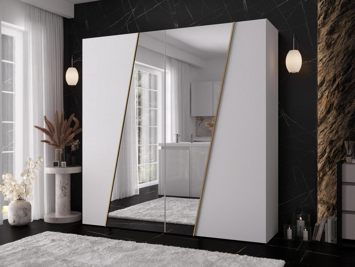 DREHTÜRENSCHRANK Zen 2L 200 cm - Goldfarben/Schwarz, Holzwerkstoff/Kunststoff (200/202/50cm) - MIRJAN24