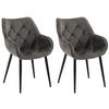 ARMLEHNENSTUHL 2er Set Samt Anthrazit - Anthrazit/Schwarz, Textil/Metall (58/83/62cm) - CLP