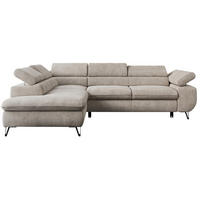 ECKSOFA PETER L Beige Struktur - Links Seite - Beige/Schwarz, Textil/Metall (208/273cm) - MKS