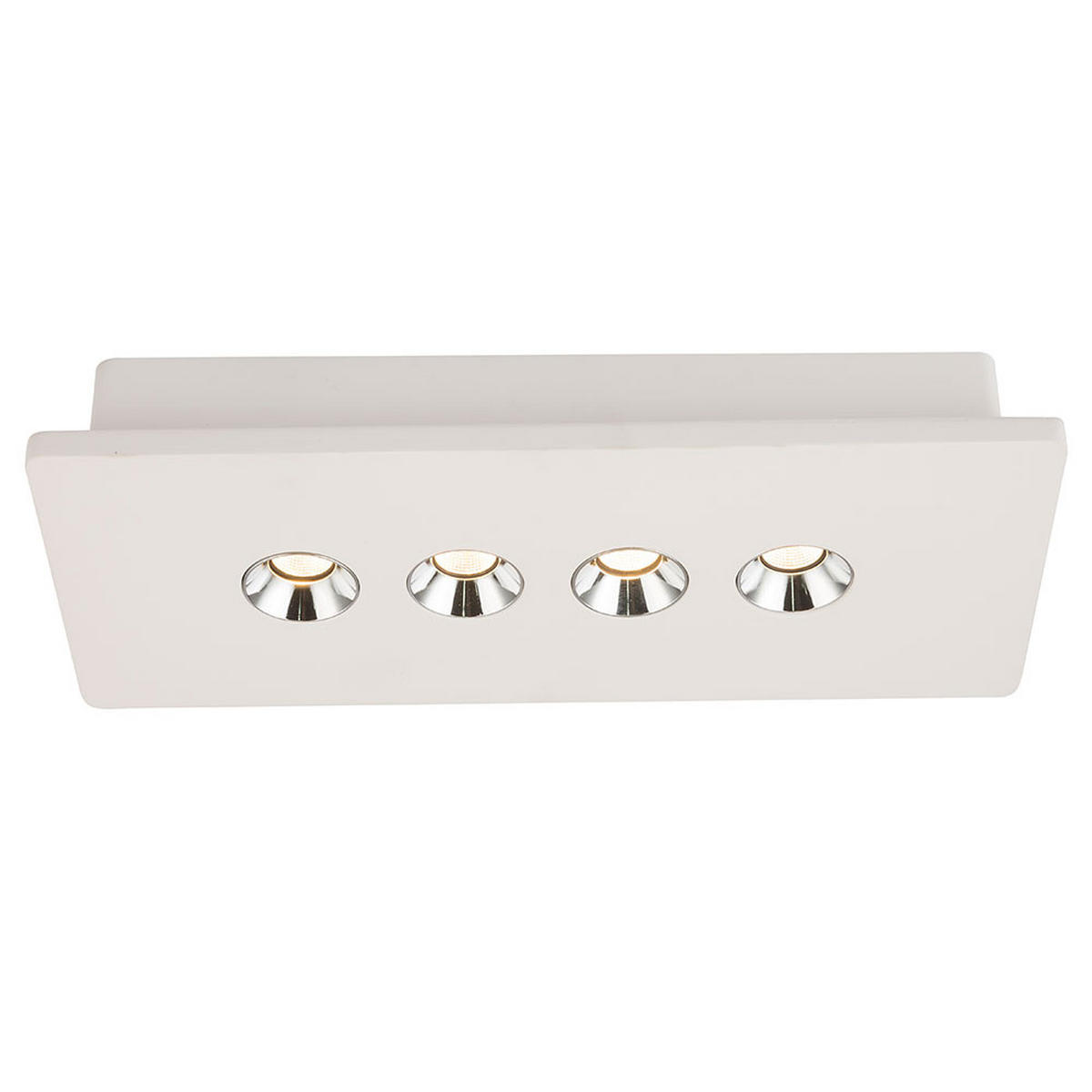 LED DECKENLEUCHTE Gips Weiß 4 flammig Chrom - Weiß, Metall (30/13/5cm) - Globo Lighting