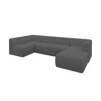 WOHNLANDSCHAFT Ottomane Rechts MOVO-L 345x180x78 cm Grau Bouclé - Chromfarben, Holzwerkstoff/Kunststoff (180/78/345cm) - ALTDECOR