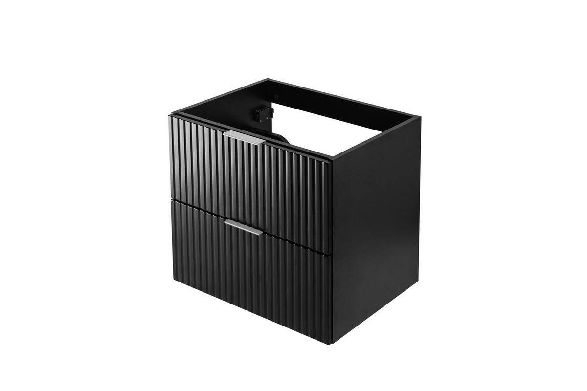 WASCHBECKUNTERSCHRANK, Schwarz, 60 x 57 x 46 cm, silberner Griff, ohne Arbeitsplatte - Silberfarben/Schwarz, Holzwerkstoff (60/57/46cm) - 3XE LIVING