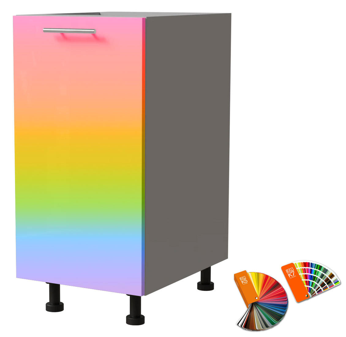 Feldmann-Wohnen Unterschrank Mehrfarbig, Grau 40x82x50 cm
