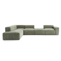 5-SITZER modulares Ecksofa HEAVEN SET 5 Links, Breite 380 cm Webstoff Grün - Schwarz/Grün, Holz/Kunststoff (380/245cm) - Muffo