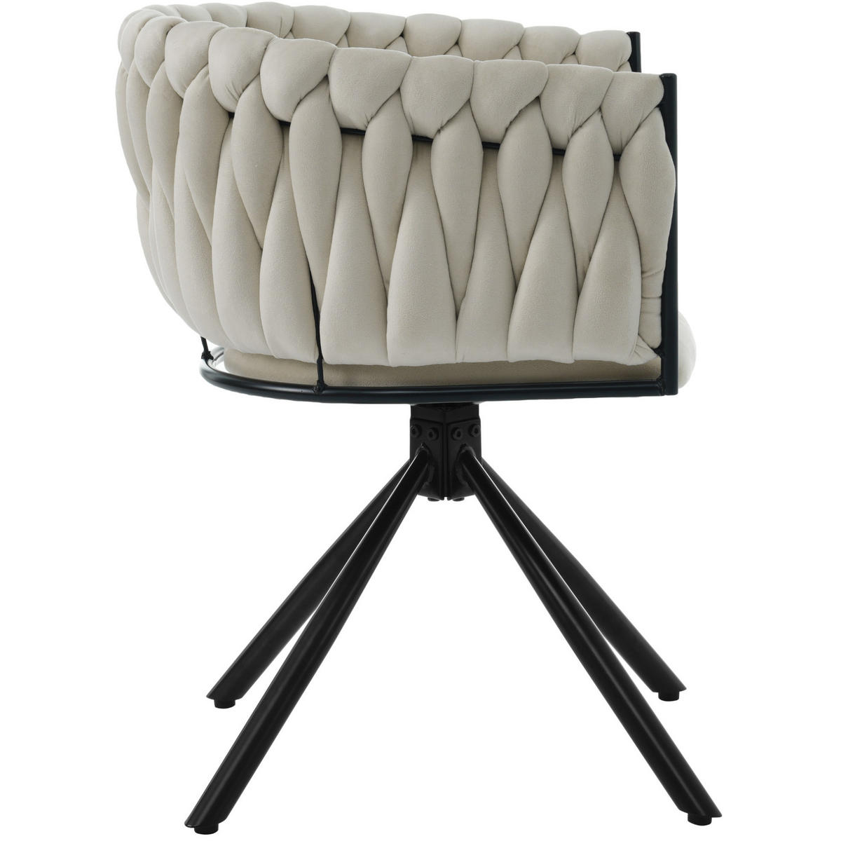 ESSSTUHL 51x61x71 cm in Beige, Samt, 360° drehbar, Vierfuß-Stahlgestell, modern minimalistisch - Beige, Textil (61/71/51cm) - Modfu
