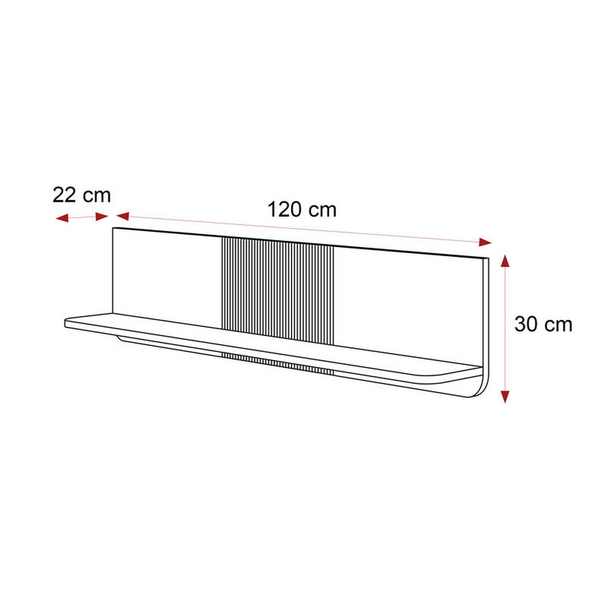 HÄNGEREGAL NAVANI 120 cm – Kaschmir / Stein - Grau, Holzwerkstoff/Metall (120/30/22cm) - Idohome