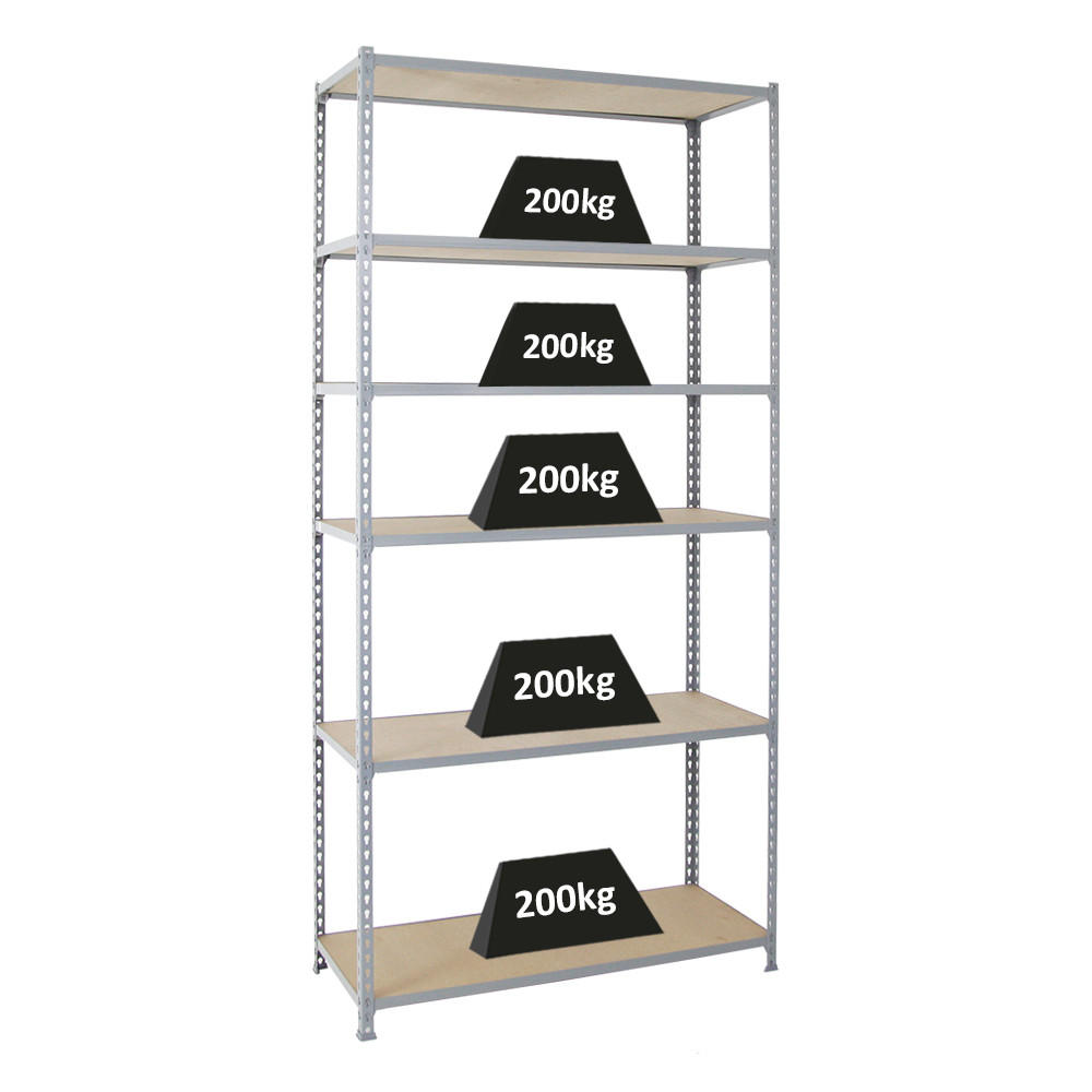 SCHWERLASTREGAL Giant Muli HxBxT 250 x 120 x 40 cm 6 Fachböden Fachlast 200 kg Grau - Grau, Metall (120/250/40cm) - PROREGAL