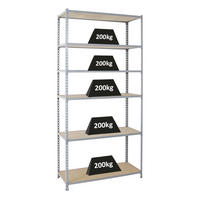 SCHWERLASTREGAL Giant Muli HxBxT 250 x 120 x 40 cm 6 Fachböden Fachlast 200 kg Grau - Grau, Metall (120/250/40cm) - PROREGAL