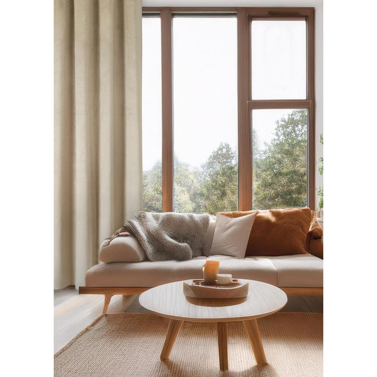 ÖSENVORHANG VELVET SIGNATURE - Beige, Textil (140/1/250cm) - Tom Tailor