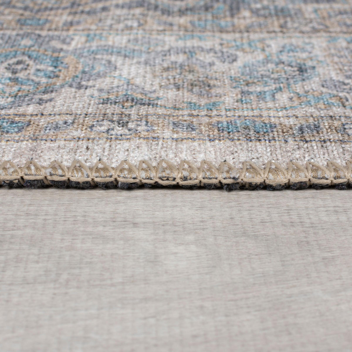 TEPPICH waschbar Medallion Muster, Orientalisch, Wohnzimmer schmutzabweisend Blau Rechteckig 190x290 - Blau, Textil (190/290cm) - KADIMA DESIGN