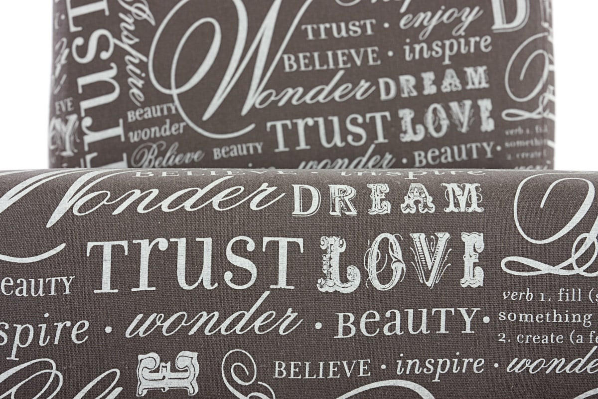 ESSZIMMERSTUHL 4er-Set klassisch und zeitlos 90x43x56cm Sitzhöhe 45cm Textil mit Schriftzug helle Beine Grau - Grau, Textil (43/90/56cm) - CHEFGASTRO