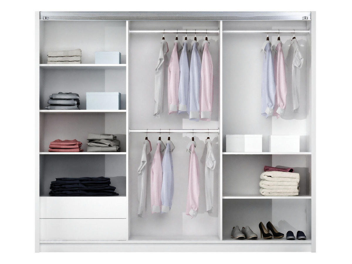 SCHIEBETÜRENSCHRANK Boston 250 - Silberfarben/Graphitfarben, Holzwerkstoff/Metall (250/215/65cm) - MIRJAN24