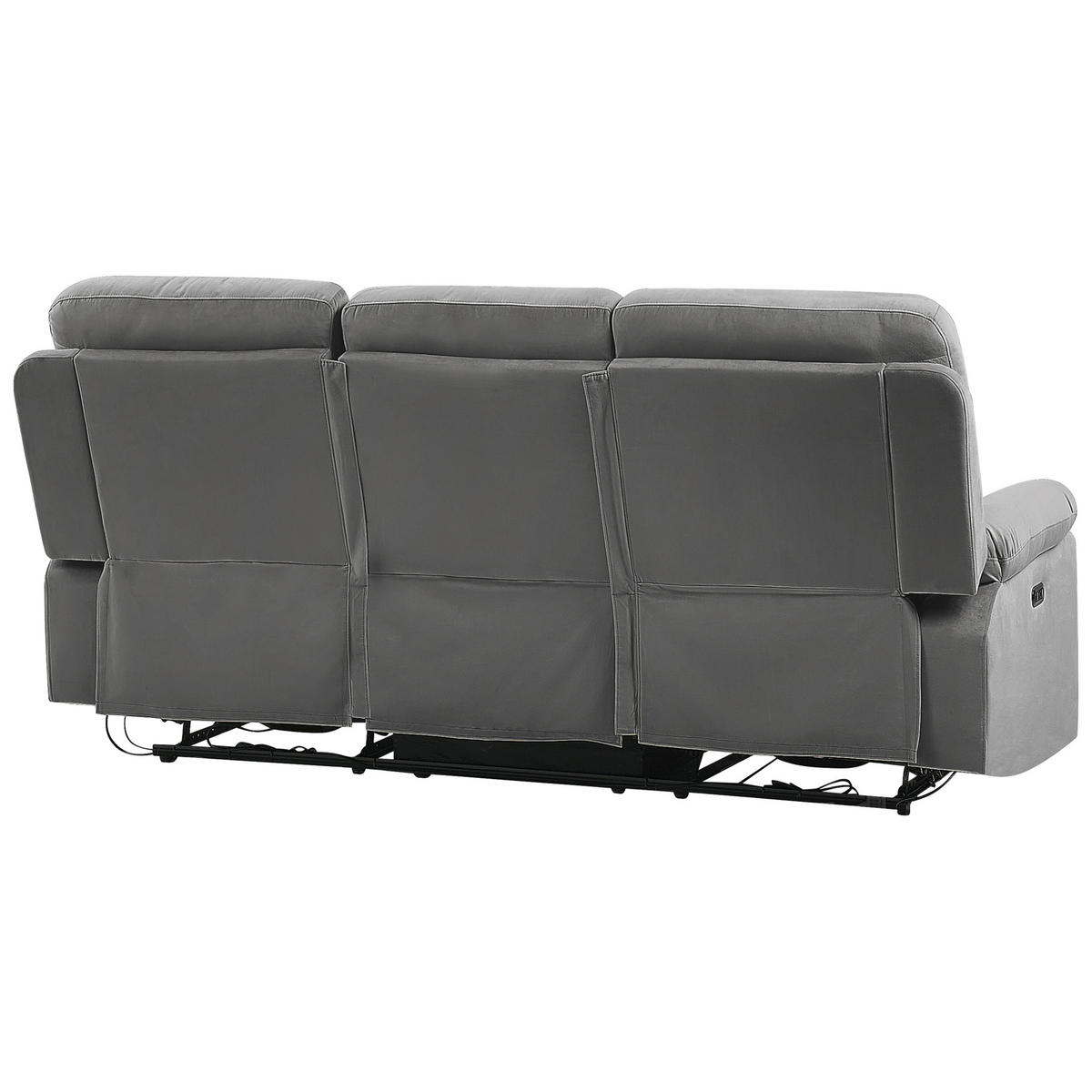 3-SITZER-SOFA mit LED-Beleuchtung Samtstoff Dunkelgrau Bergen - Dunkelgrau, Textil (204/101/73cm) - Beliani