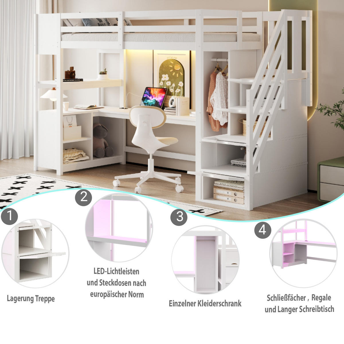 HOCHBETT Holz 90/200 cm Weiß - Weiß, Holz/Holzwerkstoff - Raumix