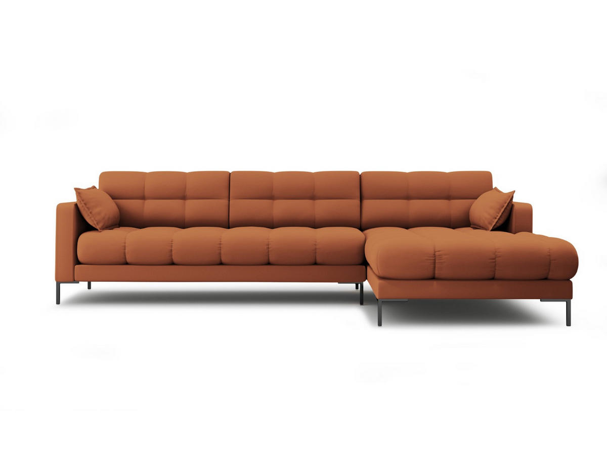 ECKSOFA rechts Mamaia aus strukturiertem Stoff ziegelstein 5 Sitzplätze - Braun, Textil (185/293cm) - Micadoni