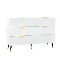 SIDEBOARD 120/77/40 cm Weiß aus Spanplatte mit 6 Schubladen - Weiß, Holzwerkstoff (40/77/120cm) - OKMYHOME