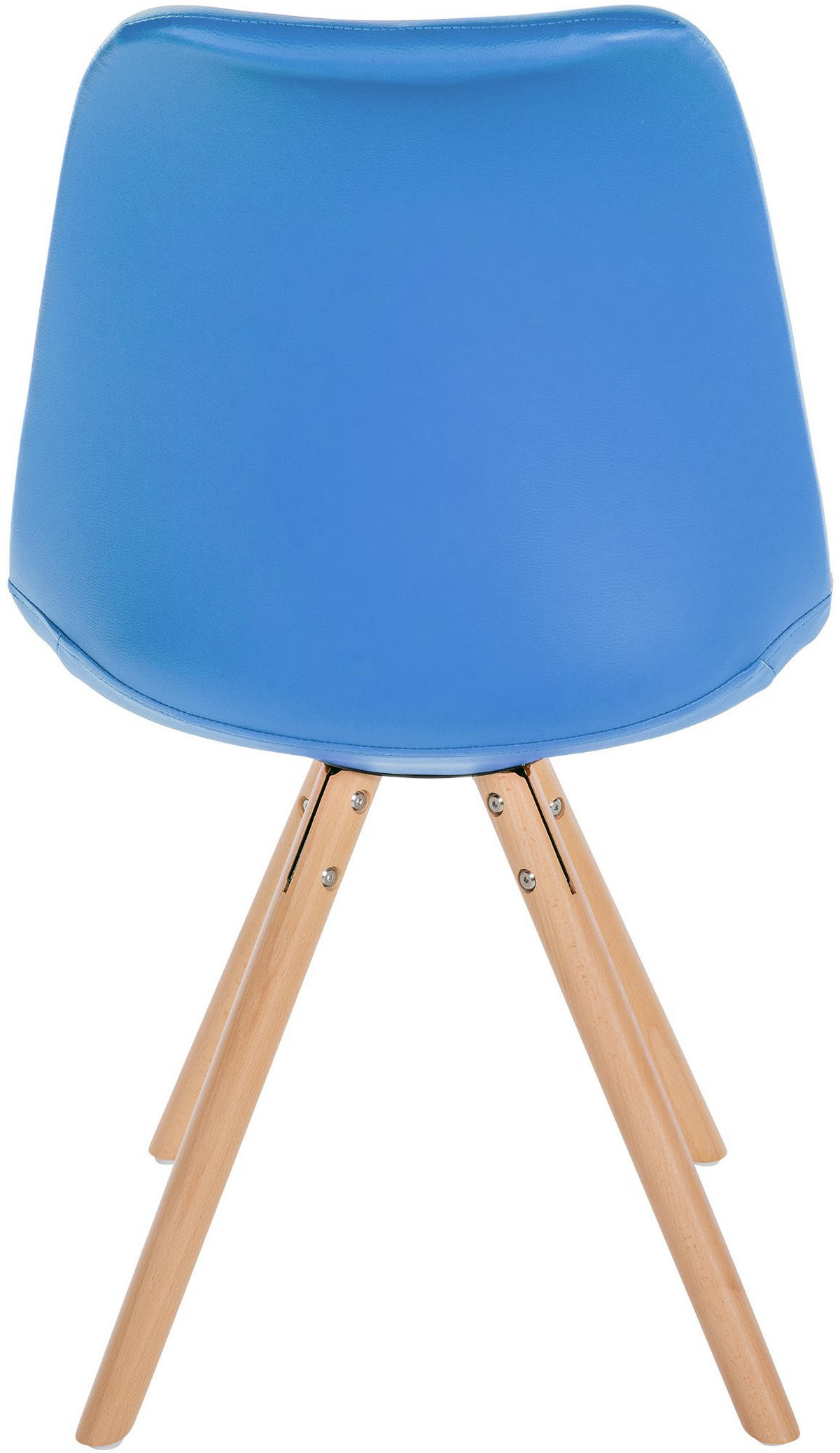 STUHL Lederlook hellblau - Eukalyptusholzfarben/Hellblau, Holz/Textil (48/81/54cm) - CLP