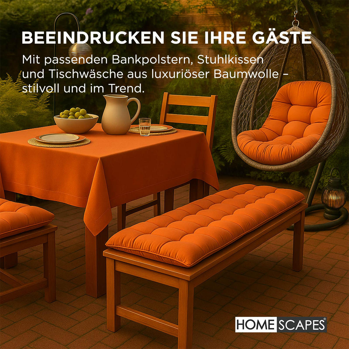 HÄNGESESSEL-KISSEN terracotta-orange – halbrund, 80/120 cm - Terra cotta, Textil (80/12/120cm) - Homescapes