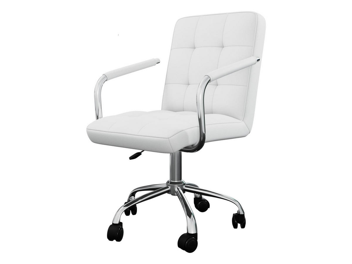 DREHSTUHL Muz 629-1 - Silberfarben/Weiß, Textil/Metall (58/92/52cm) - MIRJAN24