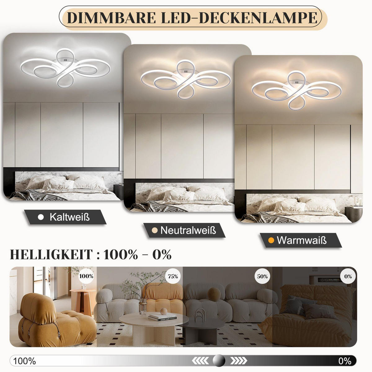 LED-DECKENLEUCHTE Aphroe 80/50/8.5cm - Weiß, Metall (80/50/8.5cm) - ZMH