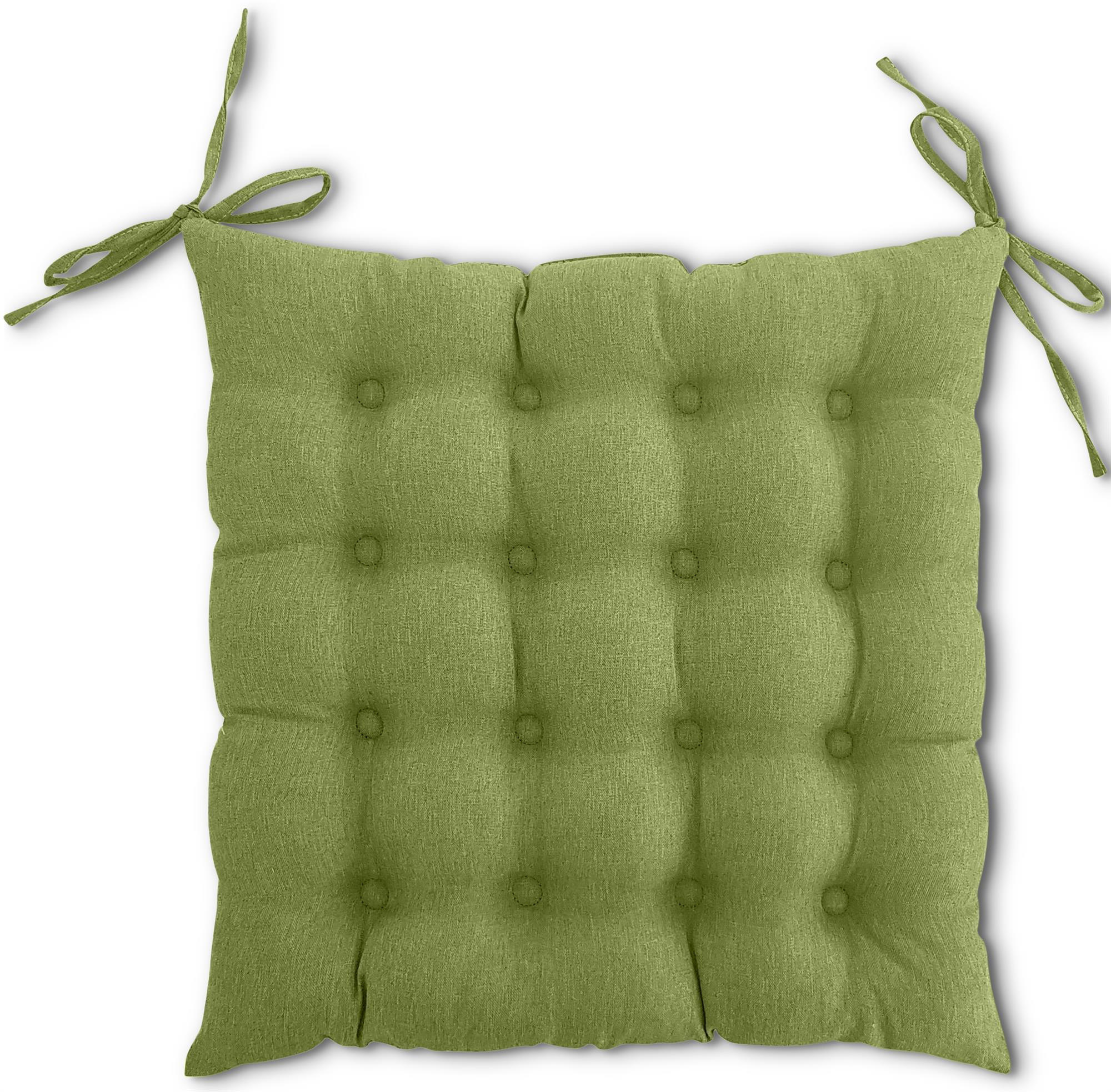 SITZKISSEN 16-Punkt grün 40/40 cm mit Steppung und Halte-Bändern - Grün, Textil (40/40/4cm) - wometo