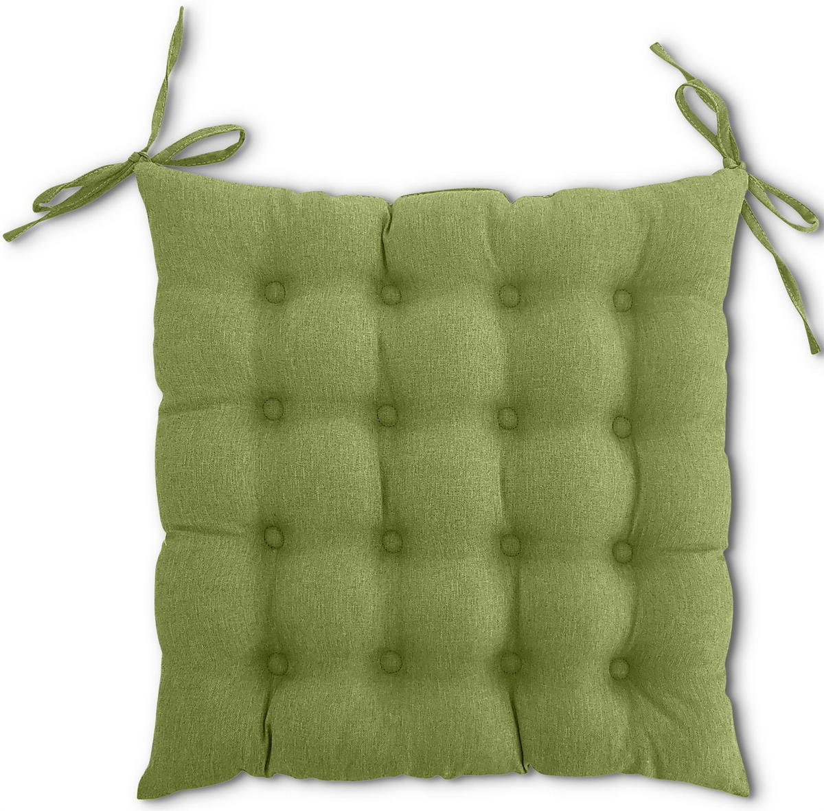 SITZKISSEN 16-Punkt grün 40/40 cm mit Steppung und Halte-Bändern - Grün, Textil (40/40/4cm) - wometo