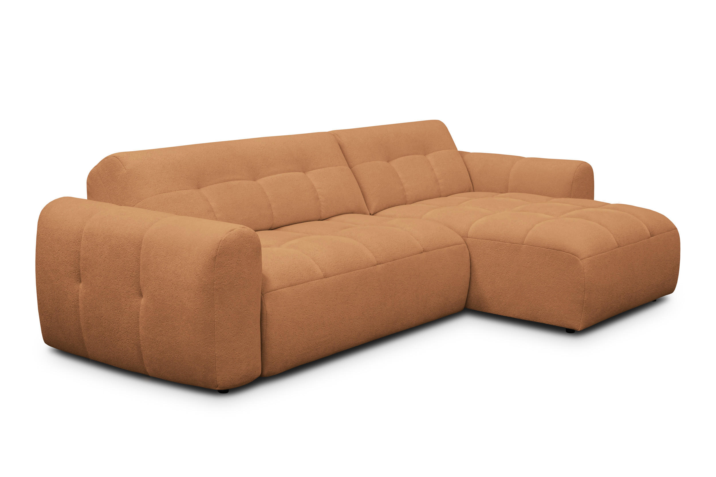 ECKSOFA LUMERO 4-Sitzer RECHTS, orange - Schwarz/Orange, Holz/Textil (275/166cm) - Courtois Laville