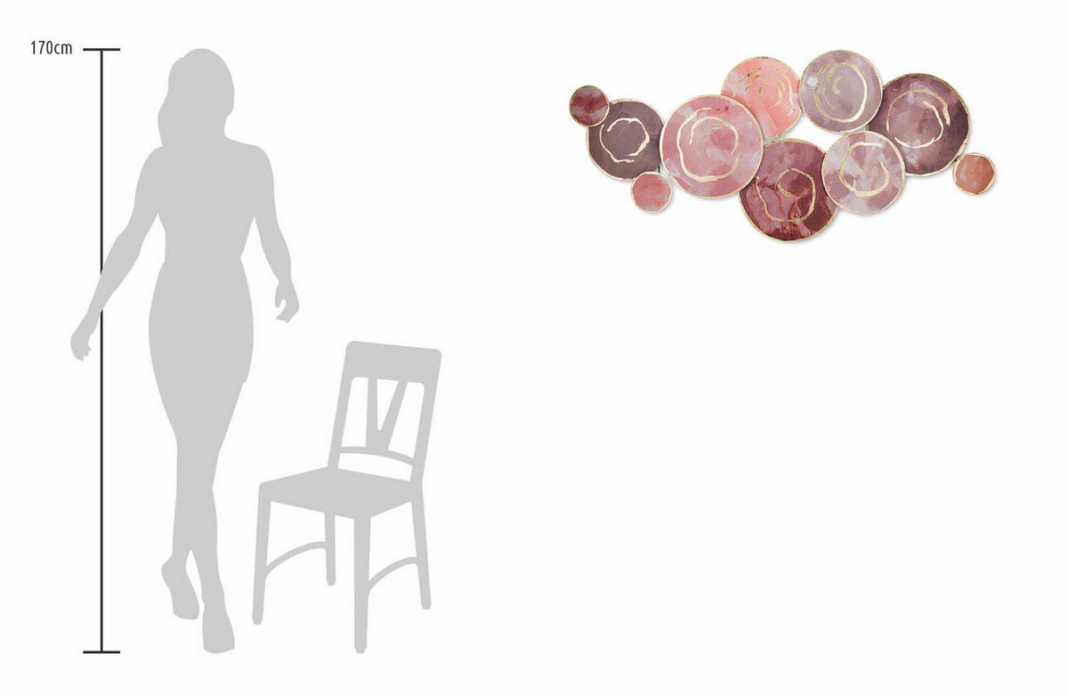 WANDDEKO Rot 120/60 cm - Pink/Rot, Metall (3/60/6cm) - KUNSTLOFT