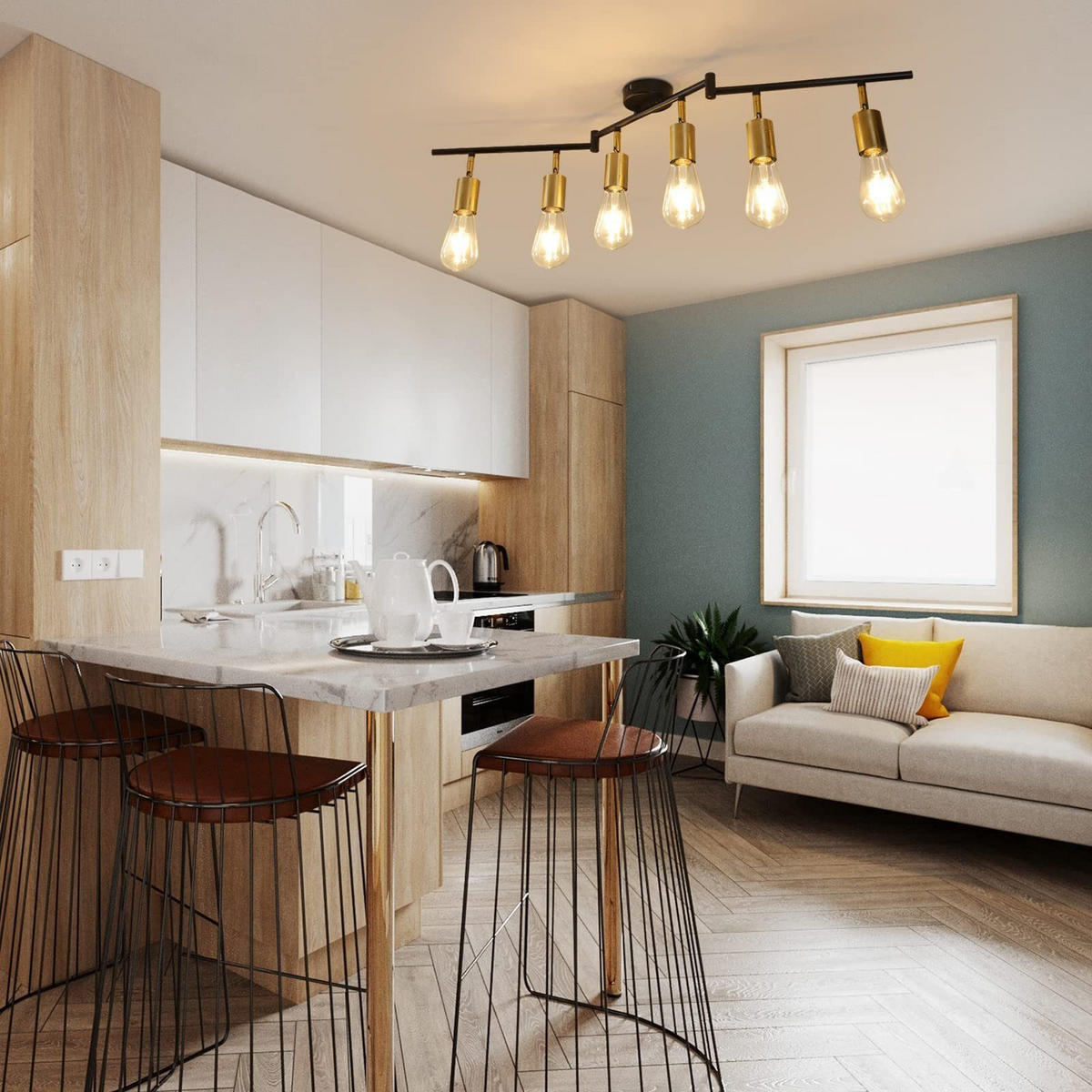 DECKENSTRAHLER Higurashi 14.5/10/34cm - Goldfarben, Metall (14.5/10/34cm) - ZMH