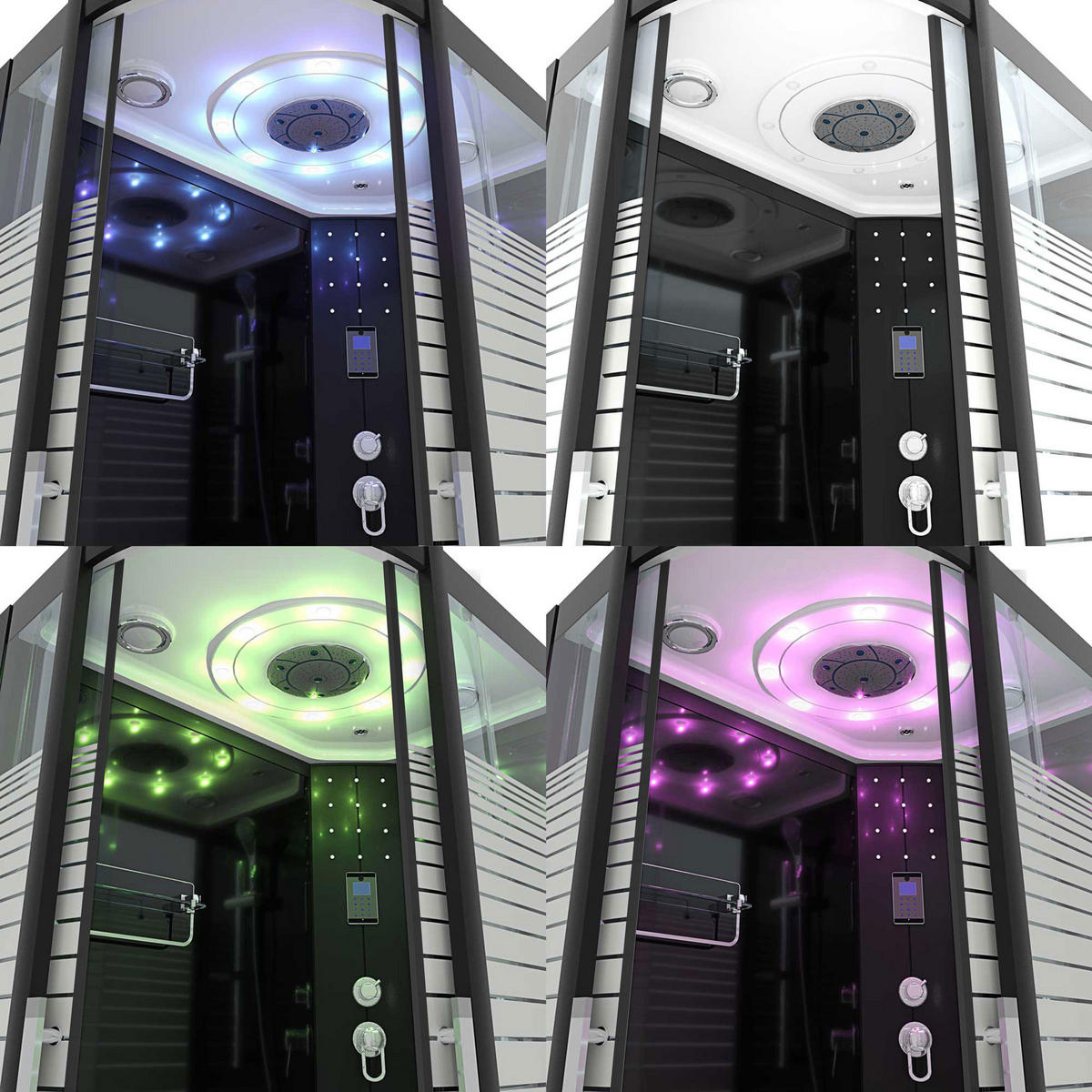 DUSCHKABINE Komplettdusche Dusche D30-73M0L-EC 120x80 cm - Schwarz, Glas/Kunststoff (120/80/215cm) - AcquaVapore by Sandra Jentho