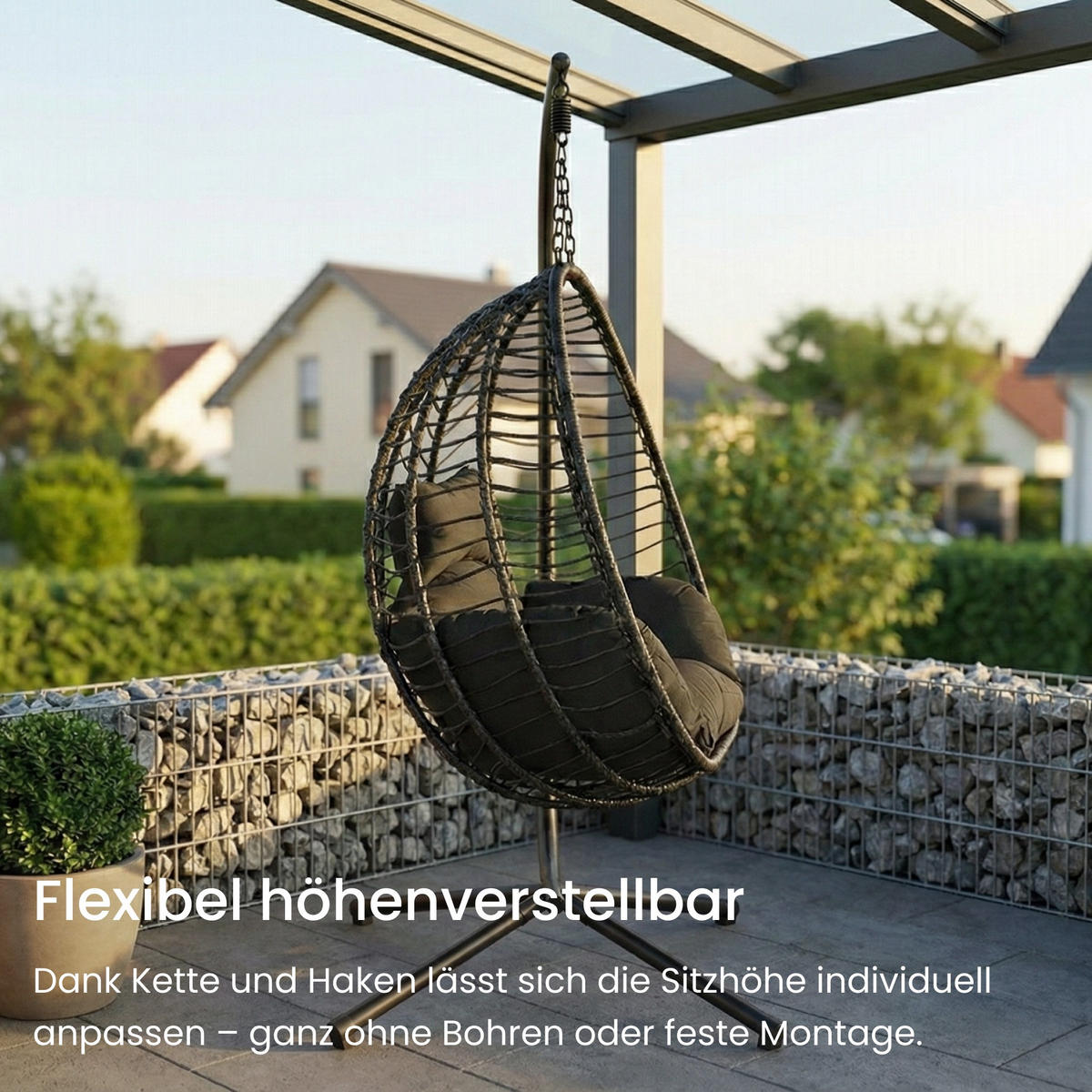 HÄNGESESSEL in Schwarz - Schwarz, Metall (92/197/104cm) - Home Collective