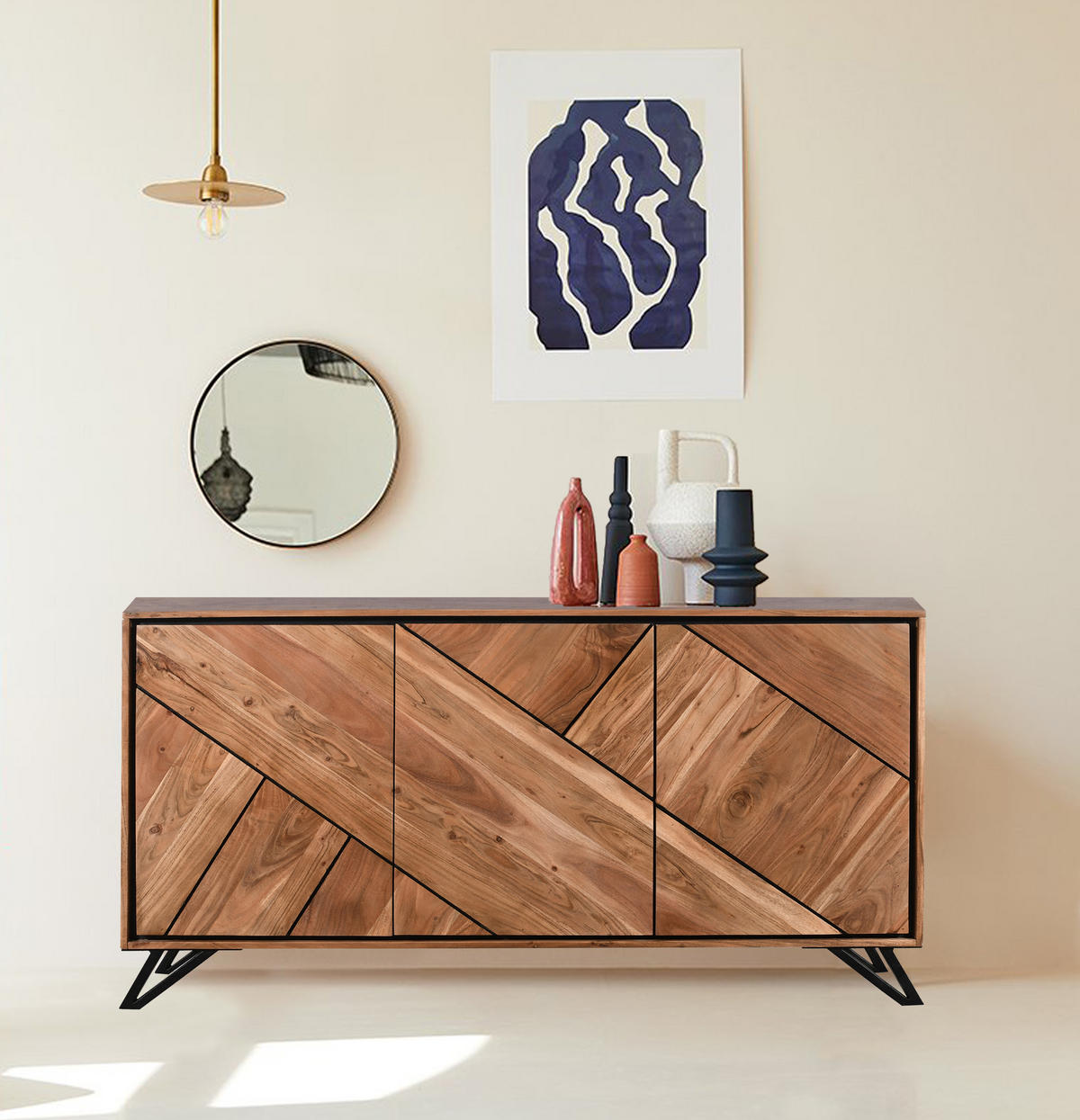 SIDEBOARD Ebba Akazienbraun 86x40x180cm - Akaziefarben, Holz (40/86/180cm) - DELUKE