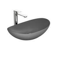 WASCHBECKEN Oval Keramik Mattgrau 61,5 / 36 / 15,5 cm - Grau, Keramik (36/15.5/61.5cm) - EMKE