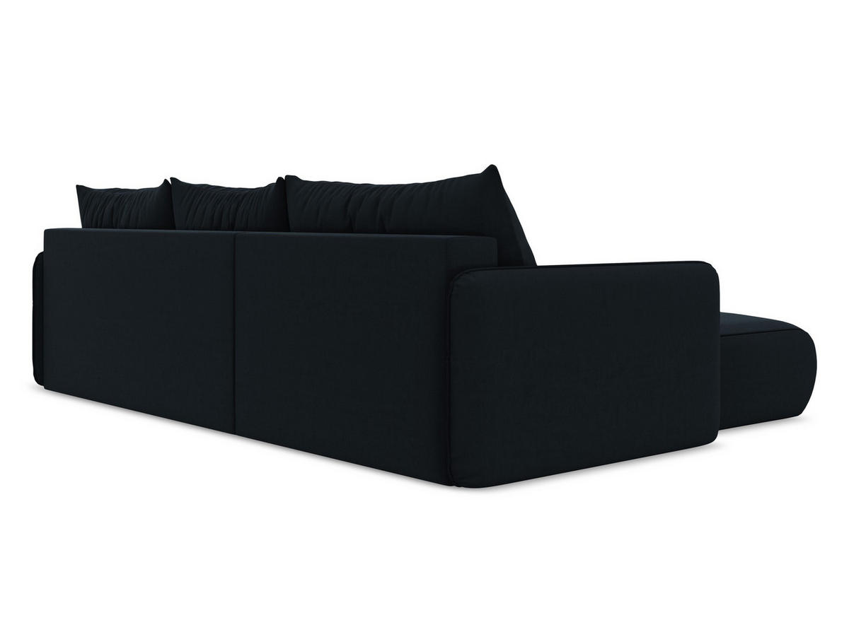 ECKSOFA mit Schlaffunktion Samt Stoff Blau - Blau/Schwarz, Kunststoff/Textil (148/240cm) - Makamii