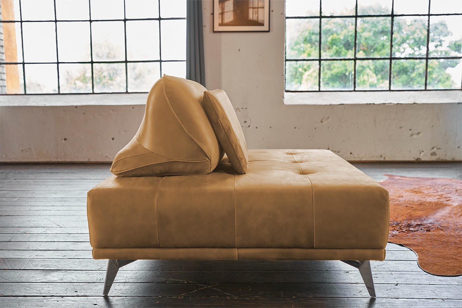 Thumbnail - Kawola Hocker, Orange, Leder, Rechteckig, 110x42x110 cm, Wohnzimmer, Hocker, Sitzhocker