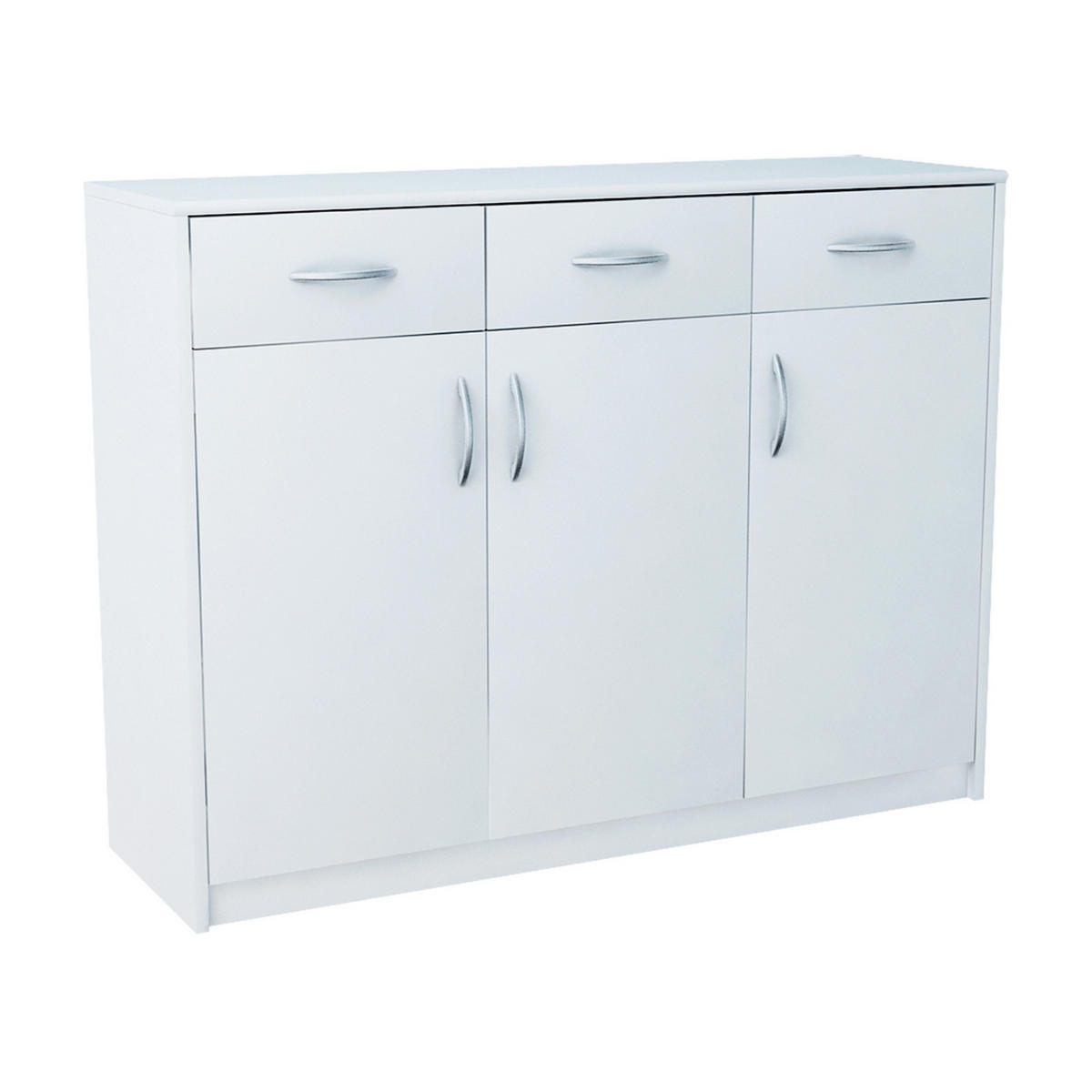 KOMMODE mit 3 Türen und 3 Schubladen - Weiß, Holzwerkstoff (110/85/35cm) - Home Collective