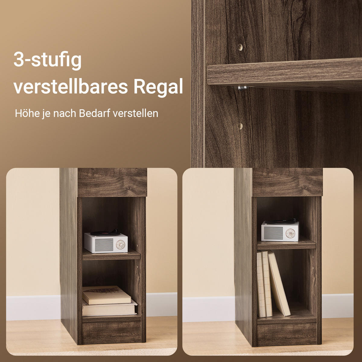NACHTTISCH schmal, 20x35x60 cm, Braun - Braun, Holzwerkstoff (20/60/35cm) - SoBuy