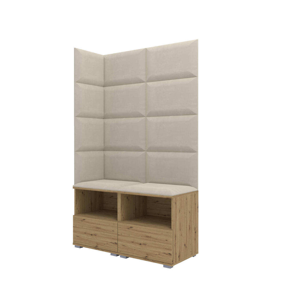 GARDEROBEN-SET Nela V mit gepolsterten Paneelen 100/174/40 - Silberfarben/Creme, Holzwerkstoff/Kunststoff (100/174/40cm)