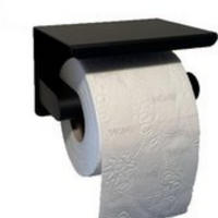 TOILETTENPAPIERHALTER Schwarz mit Ablage klebend oder Bohrung für Toilettenpapier - Schwarz, Metall (10/10/14cm) - MCBOSON