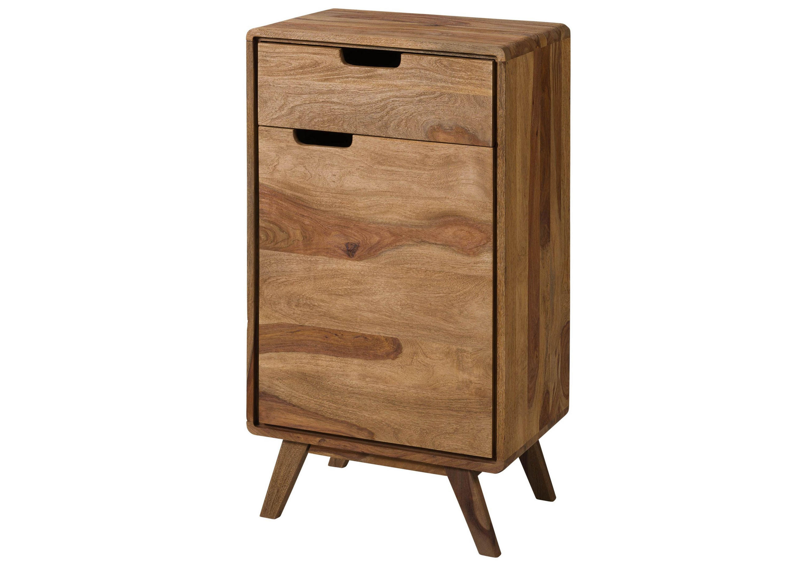 KOMMODE Sheesham 50x35x90 natur sandgestrahlt MALMÖ 2 #270 - Braun, Holz (50/90/35cm) - Massivmoebel24