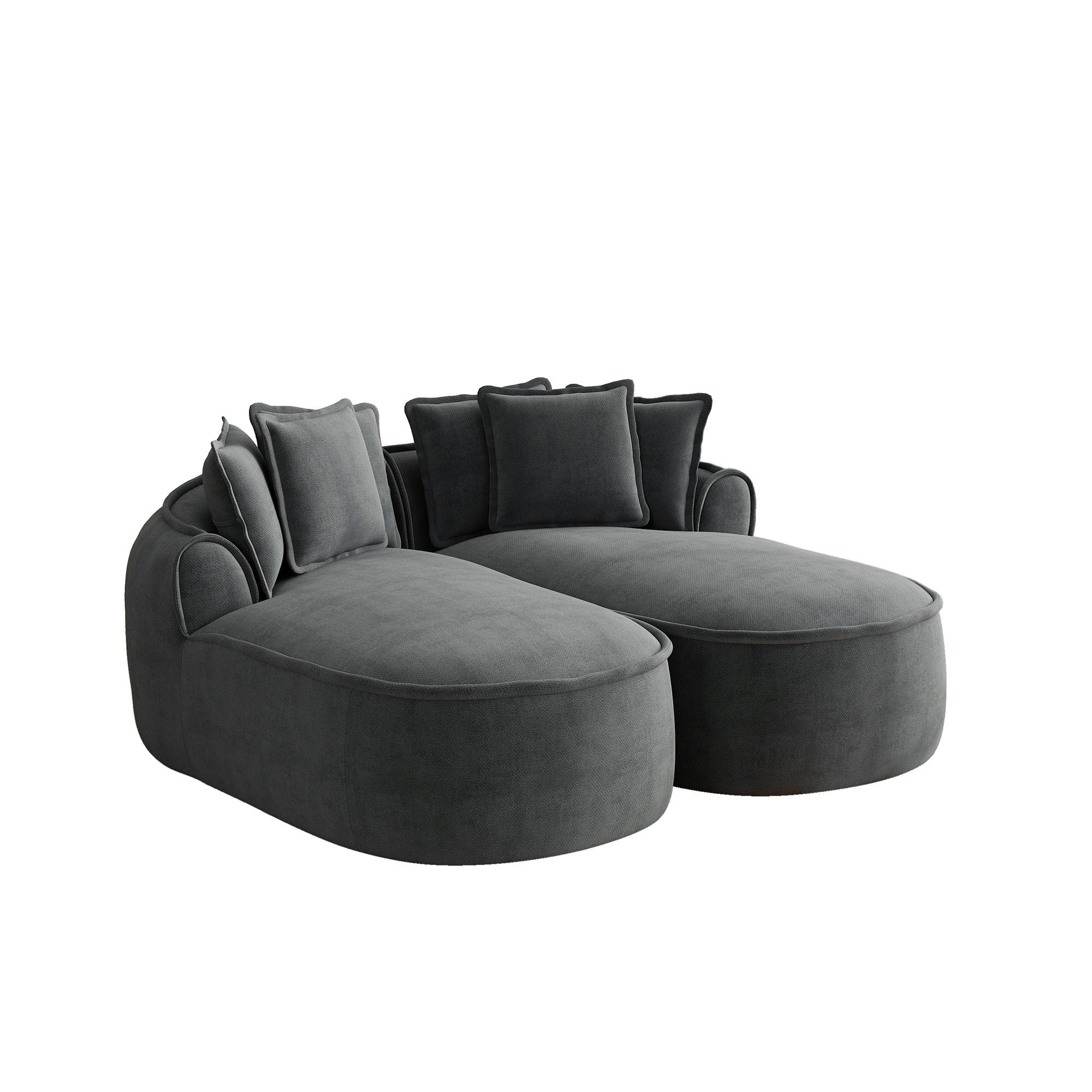 2-SITZER SOFA Chenille Grau mit Kissen - Grau, Textil (184/67/164cm) - WISHDOR