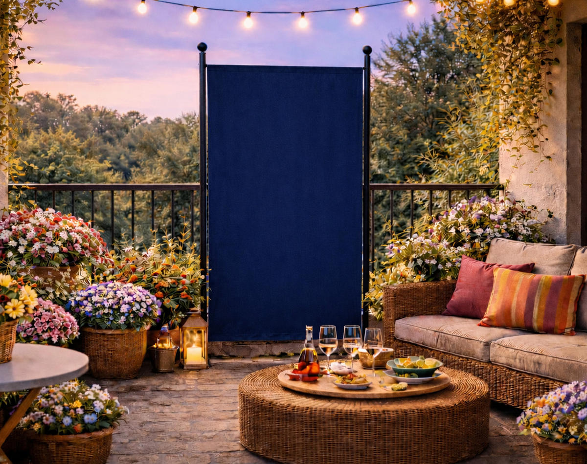 PARAVENT 1-tlg. 180x78 cm Blau - Blau, Metall (78/180cm) - QUICK STAR